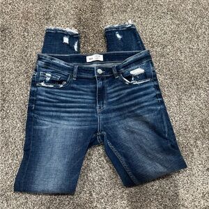 BKE Dark Blue Ripped Skinny Jeans